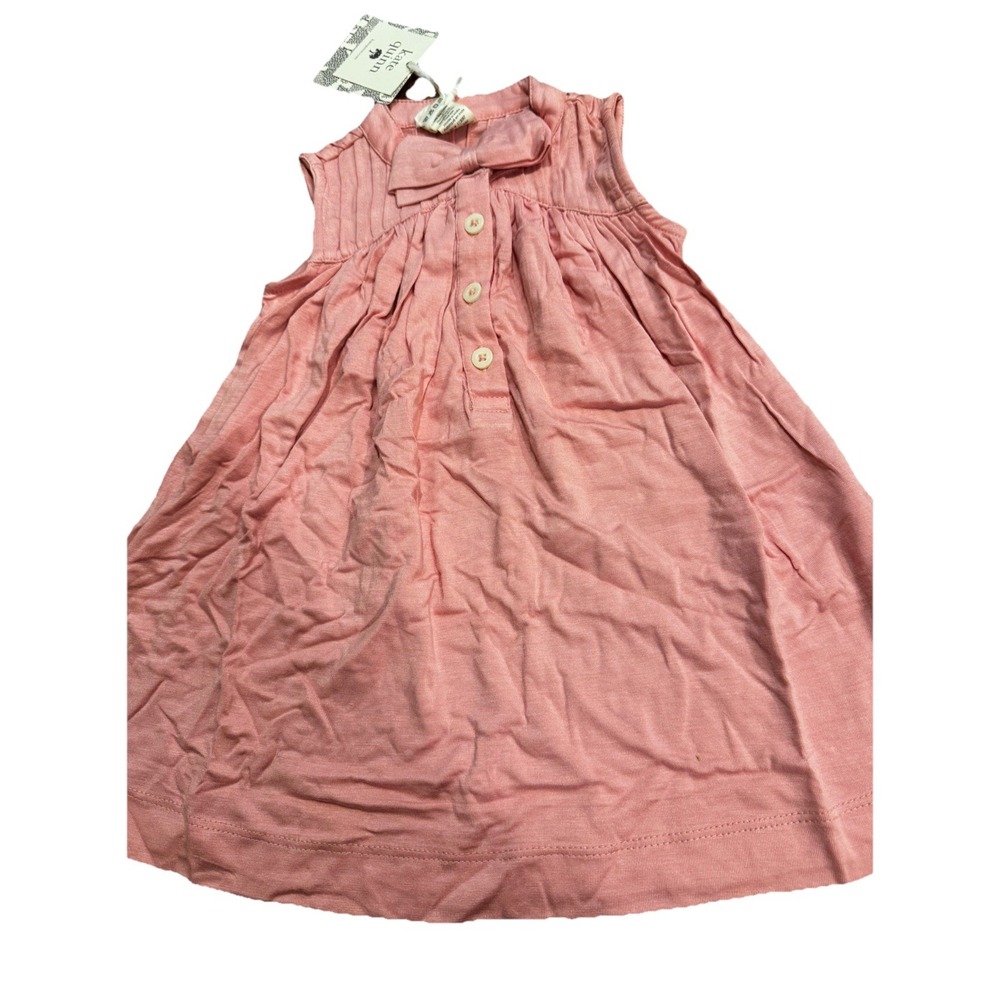 Kate Quinn Library Dress Bamboo Pink Bow Sleeveless Baby Girl 12 18 Months NEW